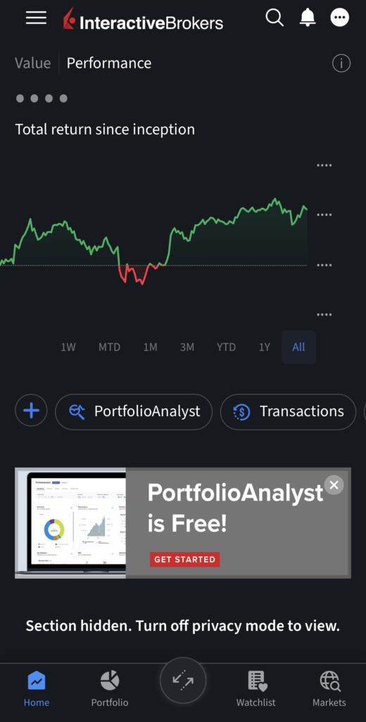 Interactive Brokers Review: IBKR Mobile App Homepage